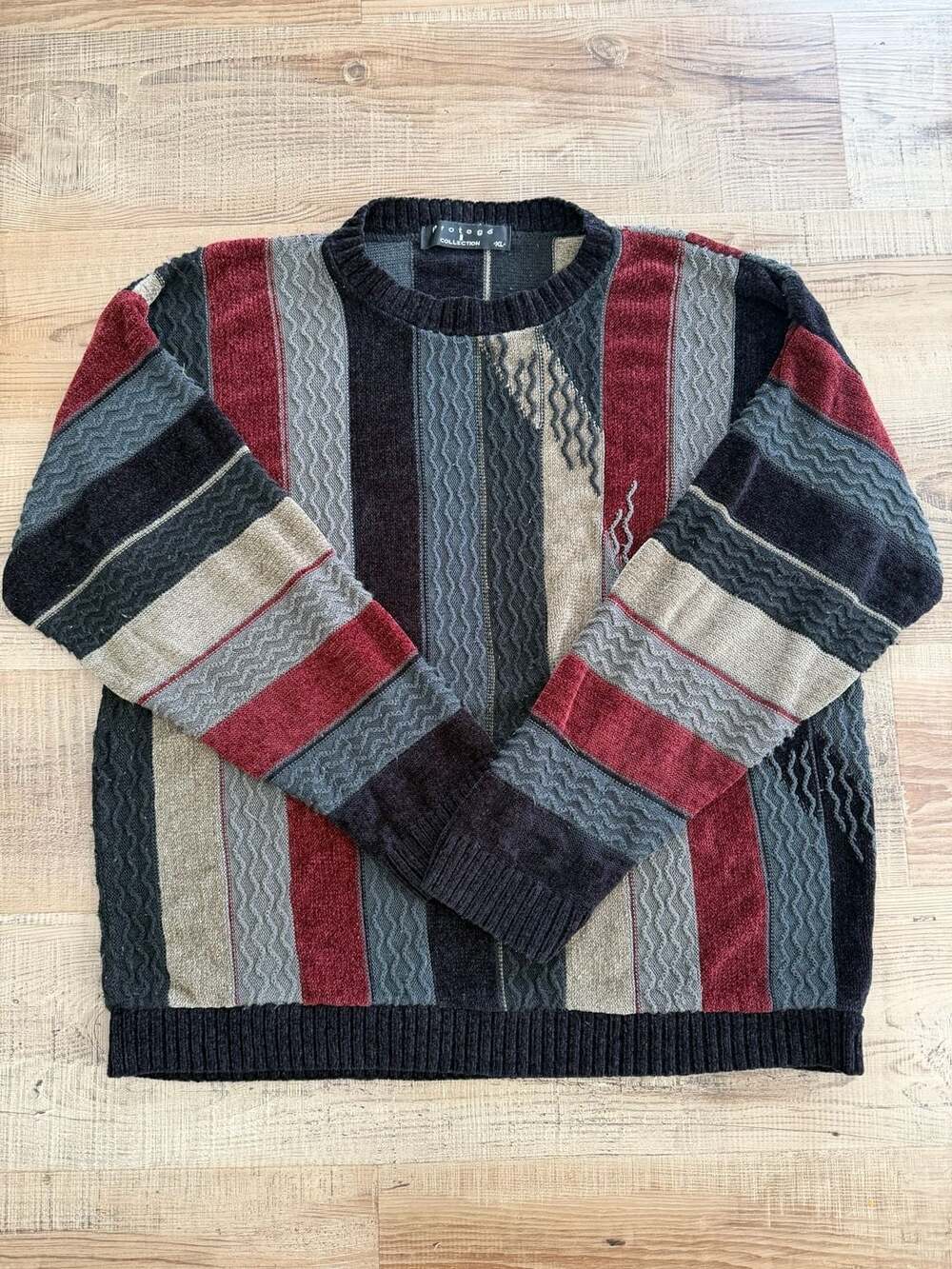 Protege Collection Vintage 90s Textured Knit Sweater XL Coogi style Y2K Grandpa